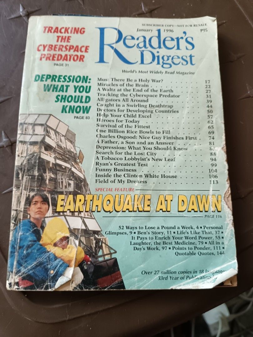 Reader's Digest 011996 issue Magazine (Category: Magazines) located in Manila. Submitted by wownawow (Listing ID 1320834824, Image 1). Description: .