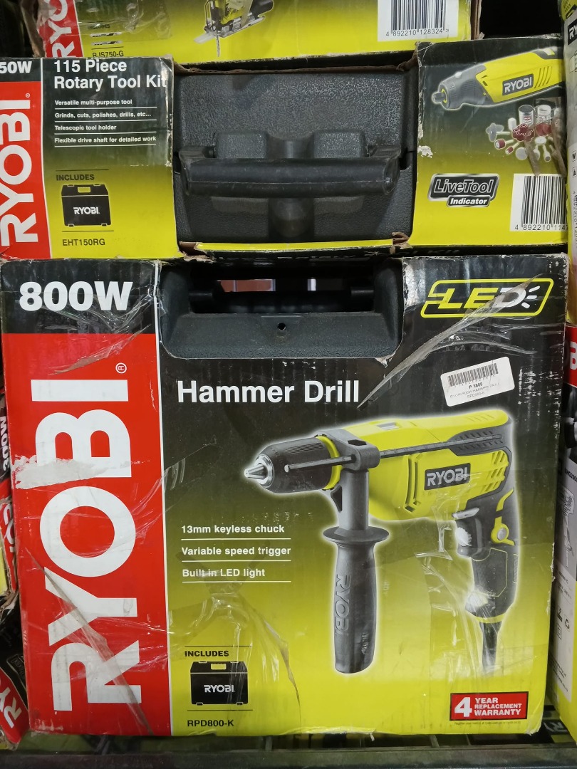 Ryobi 800w Hammer Drill Furniture Home Living Home Improvement Organization Home Improvement Tools Accessories on Carousell