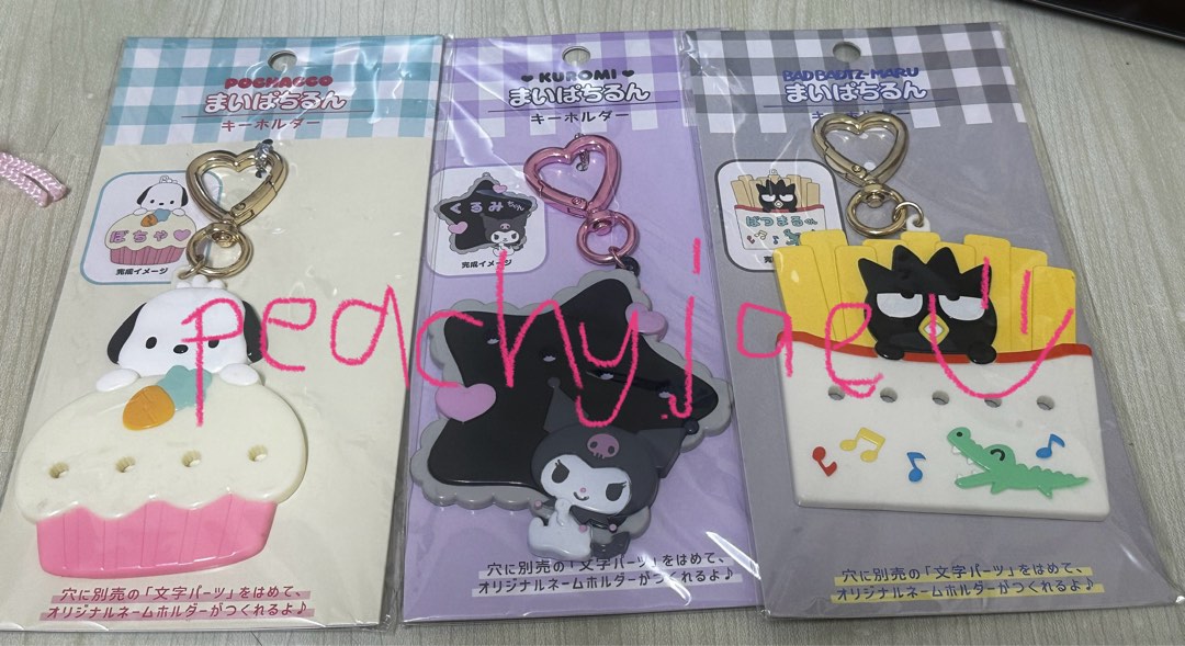 sanrio kuromi pochacco bad batz maru letters keyring, Hobbies & Toys ...