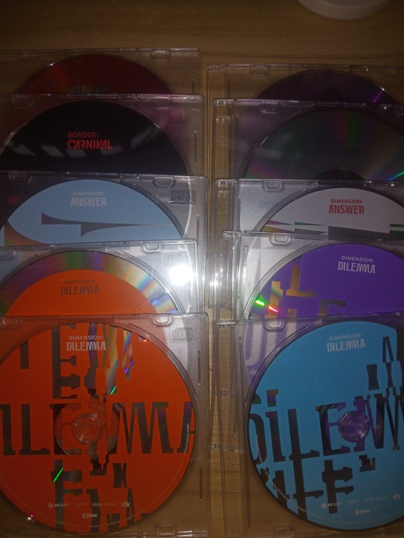 [TAKE ALL] ENHYPEN CD WITH CASE 11 PIECES (Category: CDs & DVDs) located in Santo Tomas. Submitted by rieloved (Listing ID 1320791177, Image 1). Description: decluttering never been played.
