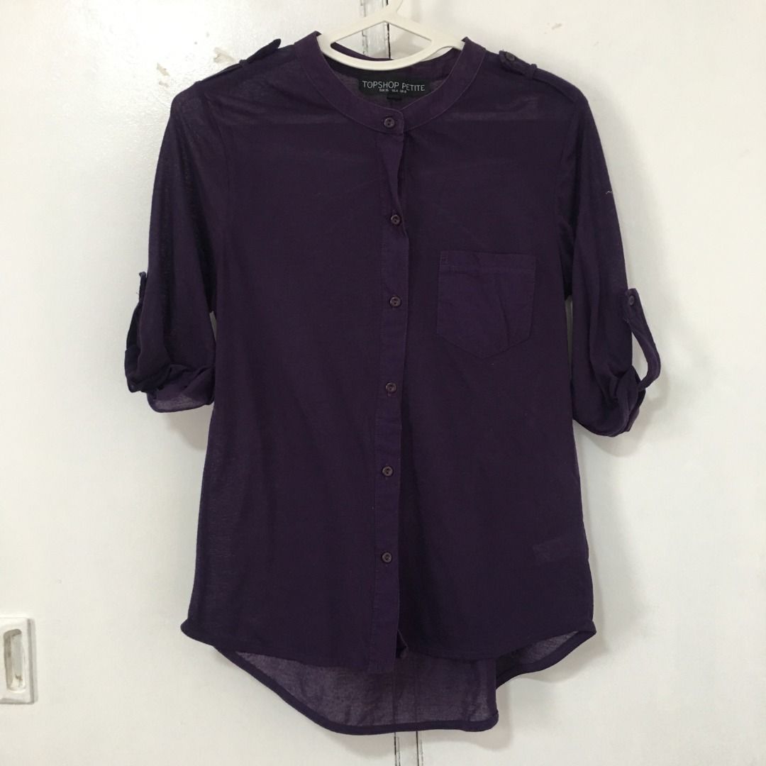 Topshop Violet 3/4 Sleeved Blouse (S) (Category: Longsleeves) located in Rizal. Submitted by tricia_carousel (Listing ID 1320813780, Image 2). Description: Original Price: P1,700+ High-quality fabric and style 🛍 All items are authentic & owned by me ❌ No lowballers please 🛵 Buyer shoulders shipping fee 🍀 Payment via Gcash/BPI No when-worn photo, sorry! RFS: Decluttering Happy shopping! Credits to zalora for photo peg (photo #1).
