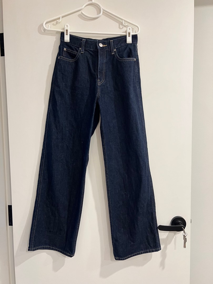 Wide Straight Jeans Jean Femme Uniqlo Uniqlo Baggy Jeans, Women's