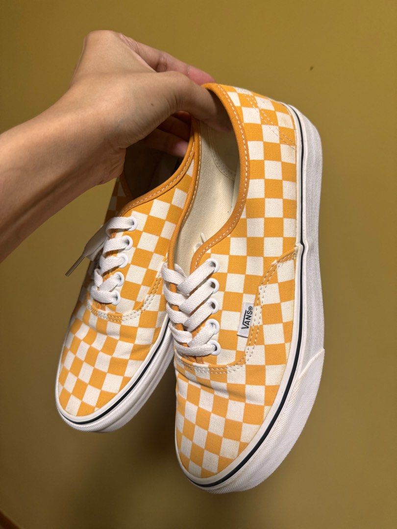 Vans authentic checkerboard yellow discount