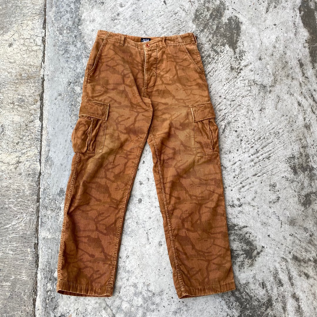 VTG 90s STUSSY CARGO CORDUROY PANTS, Fesyen Pria, Pakaian