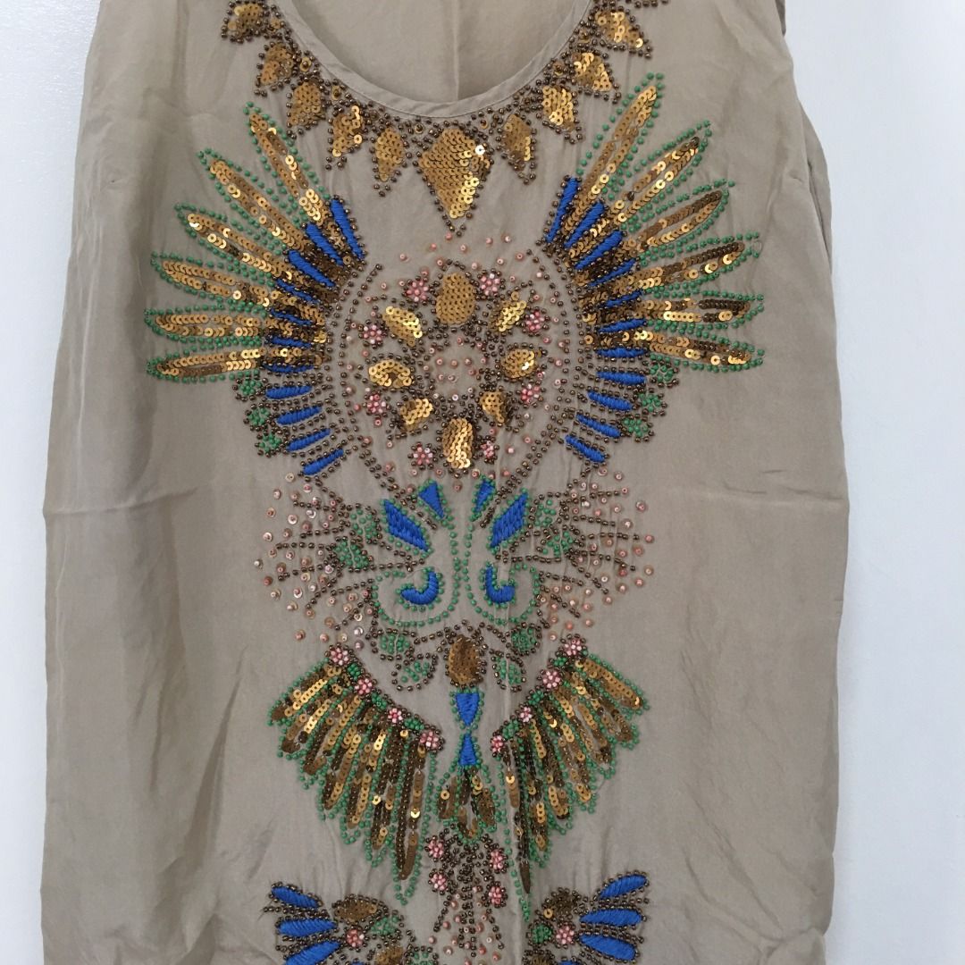 Warehouse Khaki Beaded & Embellished Top (XS) (Category: Sleeveless) located in Rizal. Submitted by tricia_carousel (Listing ID 1320818440, Image 3). Description: Original Price: 1,700+ High-quality fabric and style 🛍 All items are authentic & owned by me ❌ No lowballers please 🛵 Buyer shoulders shipping fee 🍀 Payment via Gcash/BPI No when-worn photo, sorry! RFS: Decluttering Happy shopping! Credits to https://www.joinparallel.io/ for photo pe