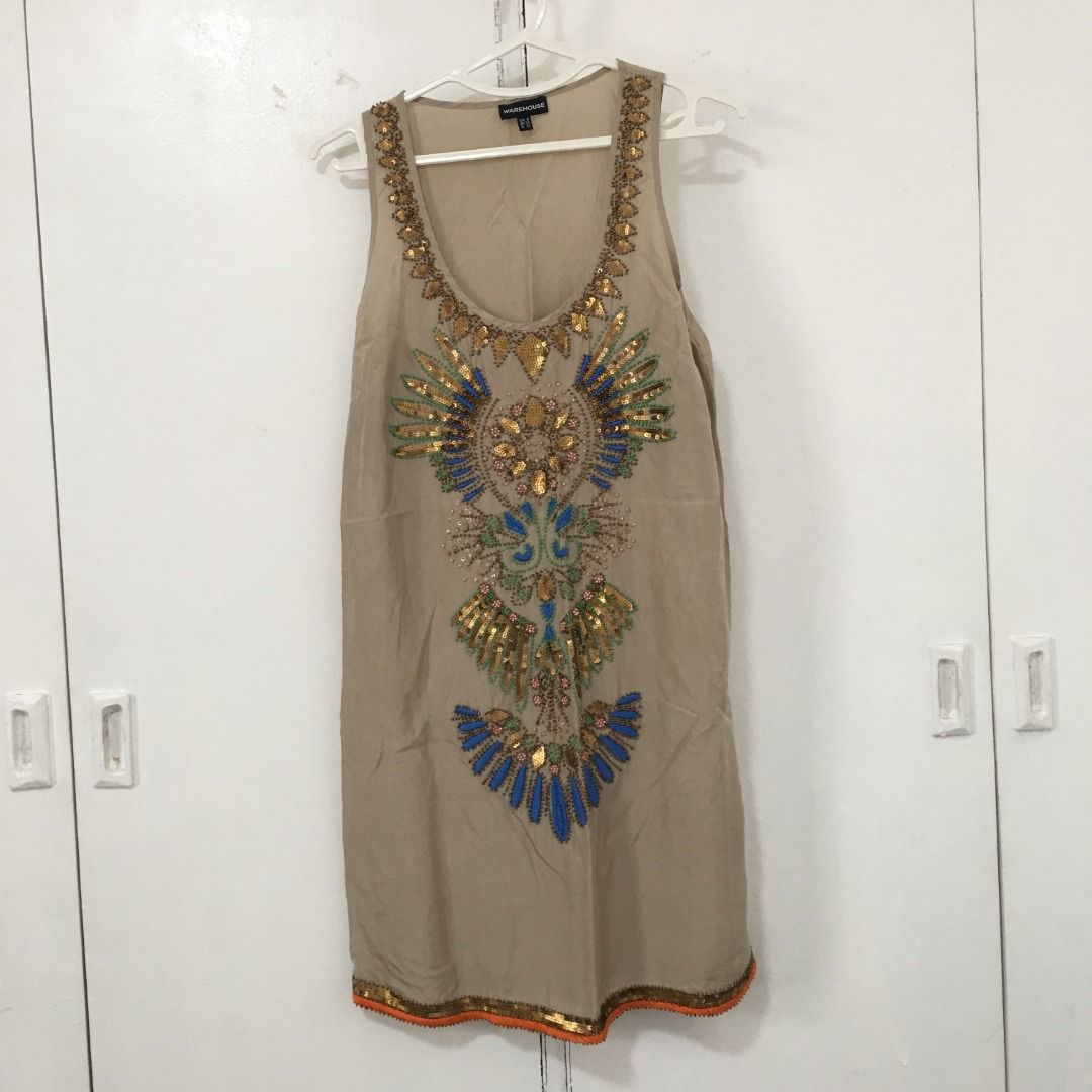 Warehouse Khaki Beaded & Embellished Top (XS) (Category: Sleeveless) located in Rizal. Submitted by tricia_carousel (Listing ID 1320818440, Image 2). Description: Original Price: 1,700+ High-quality fabric and style 🛍 All items are authentic & owned by me ❌ No lowballers please 🛵 Buyer shoulders shipping fee 🍀 Payment via Gcash/BPI No when-worn photo, sorry! RFS: Decluttering Happy shopping! Credits to https://www.joinparallel.io/ for photo pe