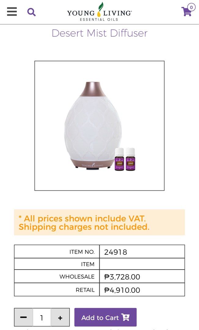 Young Living’s Desert Mist Diffuser (Category: Lighting) located in Pateros City. Submitted by decluttering.army (Listing ID 1320939164, Image 3). Description: ♥︎ good as new ♥︎ with free young living essential oils.