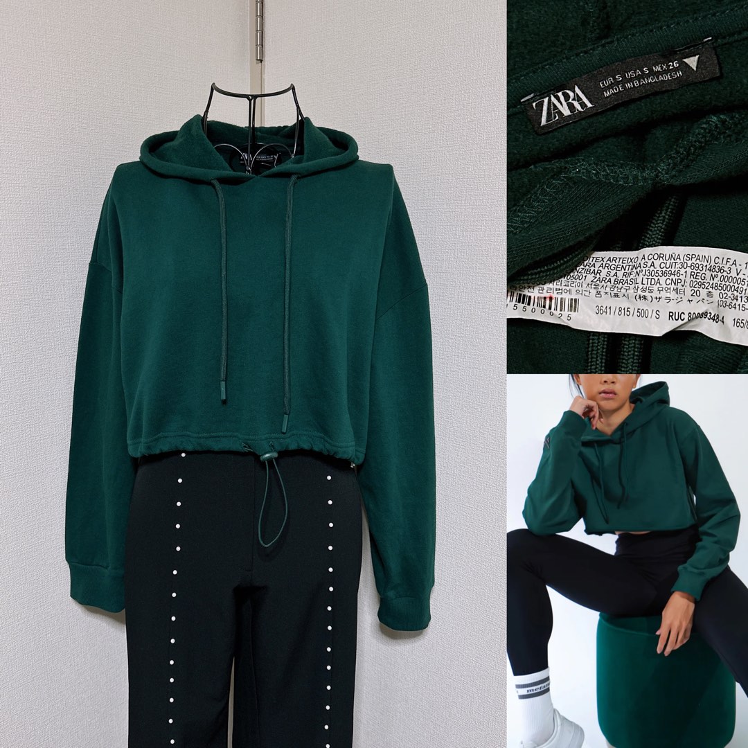 Zara cropped hoodie jacket, Women's Fashion, Coats, Jackets and Outerwear on Carousell