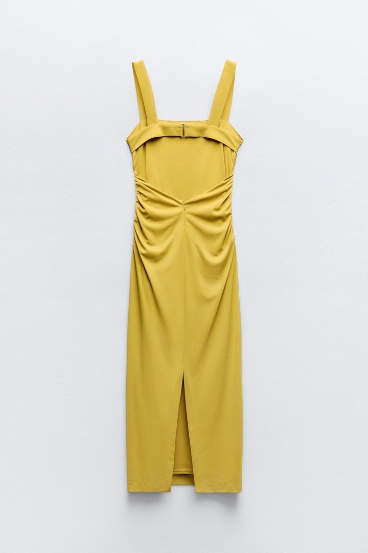 Zara Draped Open back Dress (Category: Dresses) located in Pagadian. Submitted by kcmph (Listing ID 1320887444, Image 2). Description: Brandnew with tag Size Small Color mustard Original price ₱2595 Plus sf.