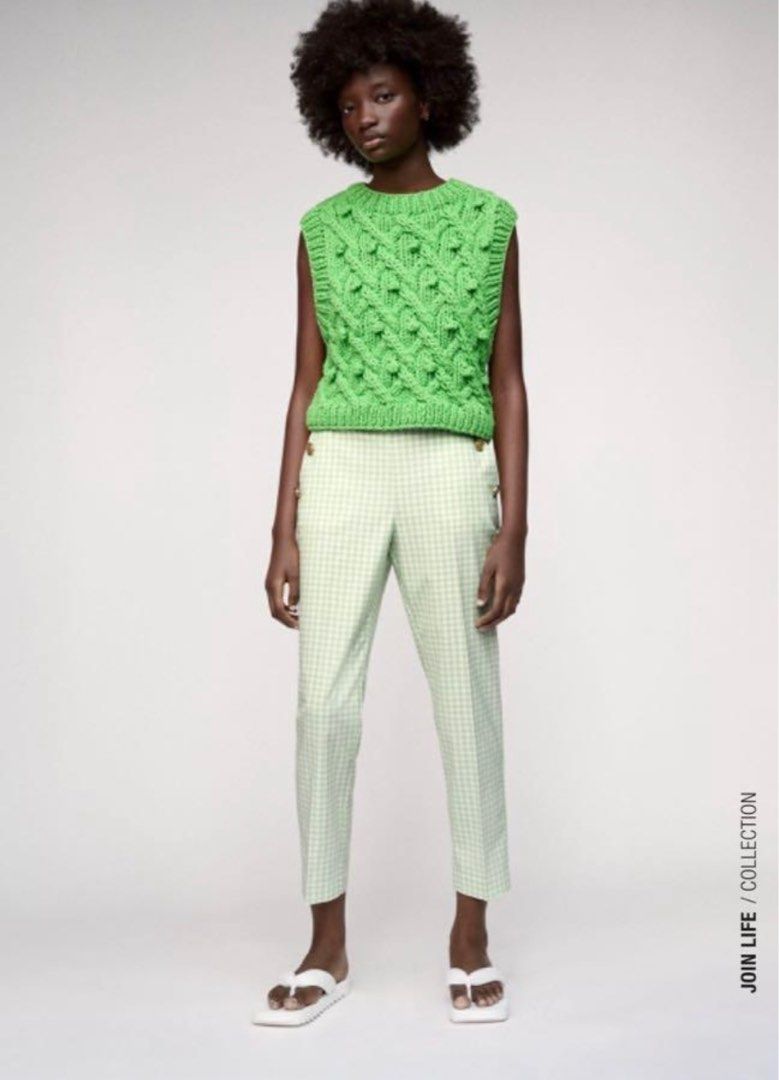 Zara gingham trousers cheap