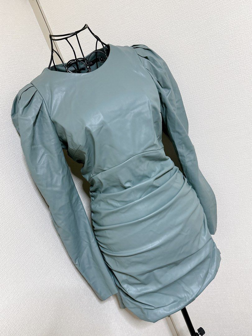 Zara leather puff sleeves dress, Women's Fashion, Dresses & Sets, Dresses  on Carousell
