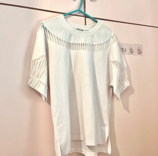 二手Tee 韓國白色斯文T恤 鏤空網紗 短袖64243555739777110