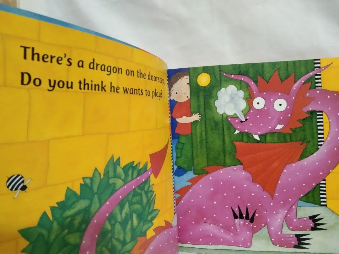 A Dragon on the Doorstep by Stella Blackstone (Category: Storybooks) located in Quezon City. Submitted by sky_bookstore (Listing ID 1317740439, Image 3). Description: Paperback Book Note: We sell pre-loved books. Some books may have minor flaws, such as shelf wear, creases and other common signs of usage. Location: Sauyo, QC.