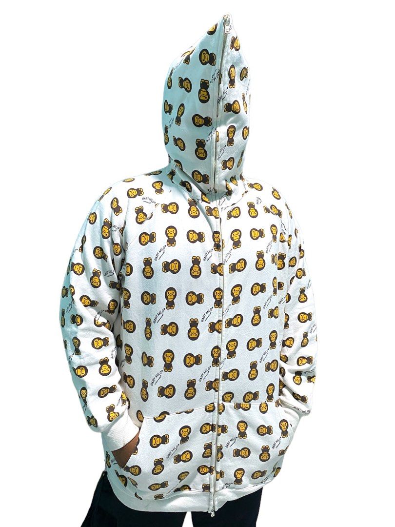 Baby Milo Bathing Ape Monogram Fullzip Hoodie, Fesyen Pria