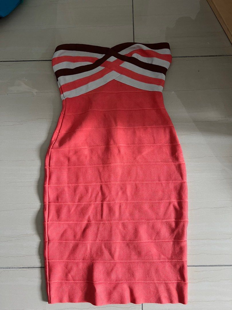 Peach bandage dress store