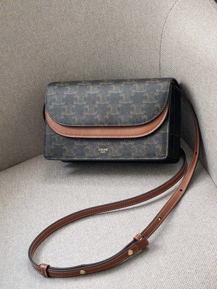 Double Flap Wallet Celine Triomphe Wallet On Strap Celine Small