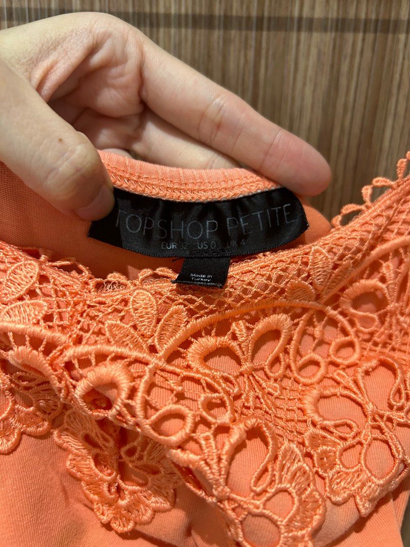 CLEARANCE SALE] Topshop Petite Orange Floral Lace/ Crochet Waist Spag  Summer Dress EU32, Women's Fashion, Dresses & Sets, Dresses on Carousell