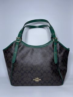 COACH  Meadow Shoulder Bag In Signature Canvas Brown/ Dark Pine