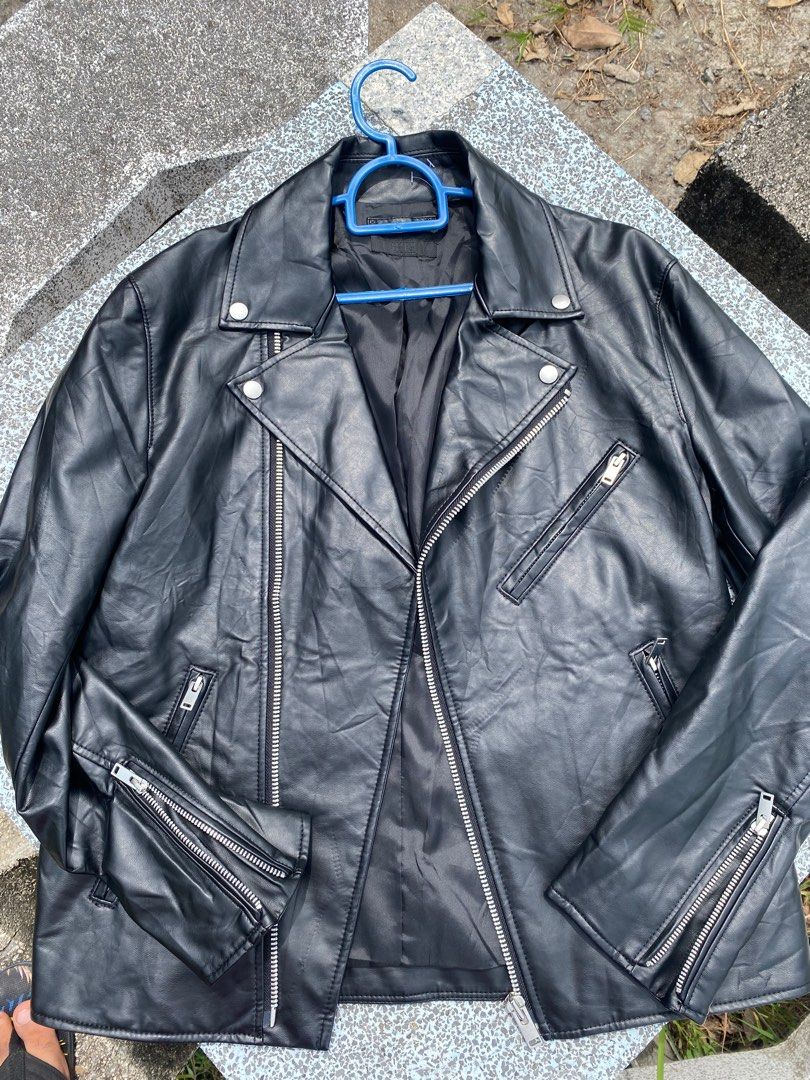 Uniqlo leather jacket mens top
