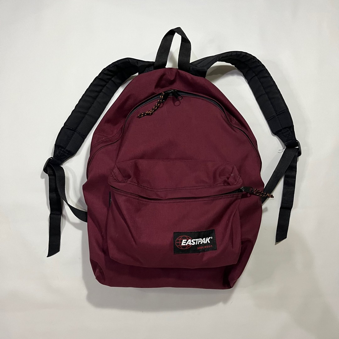 Eastpak Pak r Brave Burgundy Padded Backpack Fesyen Pria Tas Dompet Ransel di Carousell