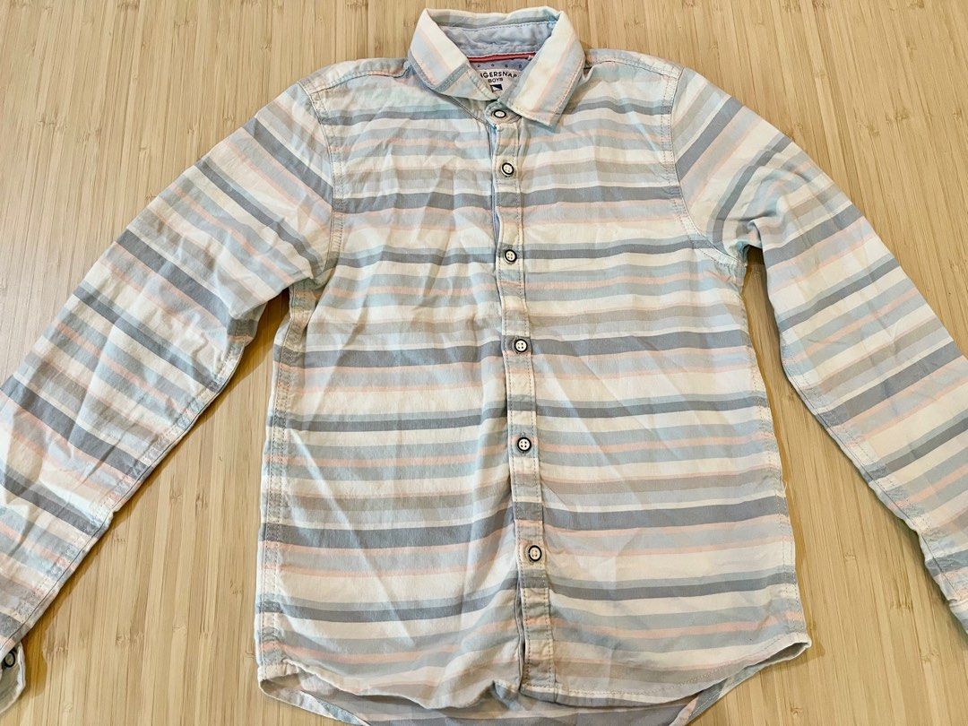 Gingersnaps striped polo boys size 8 (Category: Babies & Kids Fashion) located in Las Pinas. Submitted by teep_mnl (Listing ID 1317781631, Image 1). Description: Excellent condition. Love the fabric and print of this shirt. 100% cotton Pit to pit 14” Shoulders 12.25” Length 19” Sleeve length 19”.