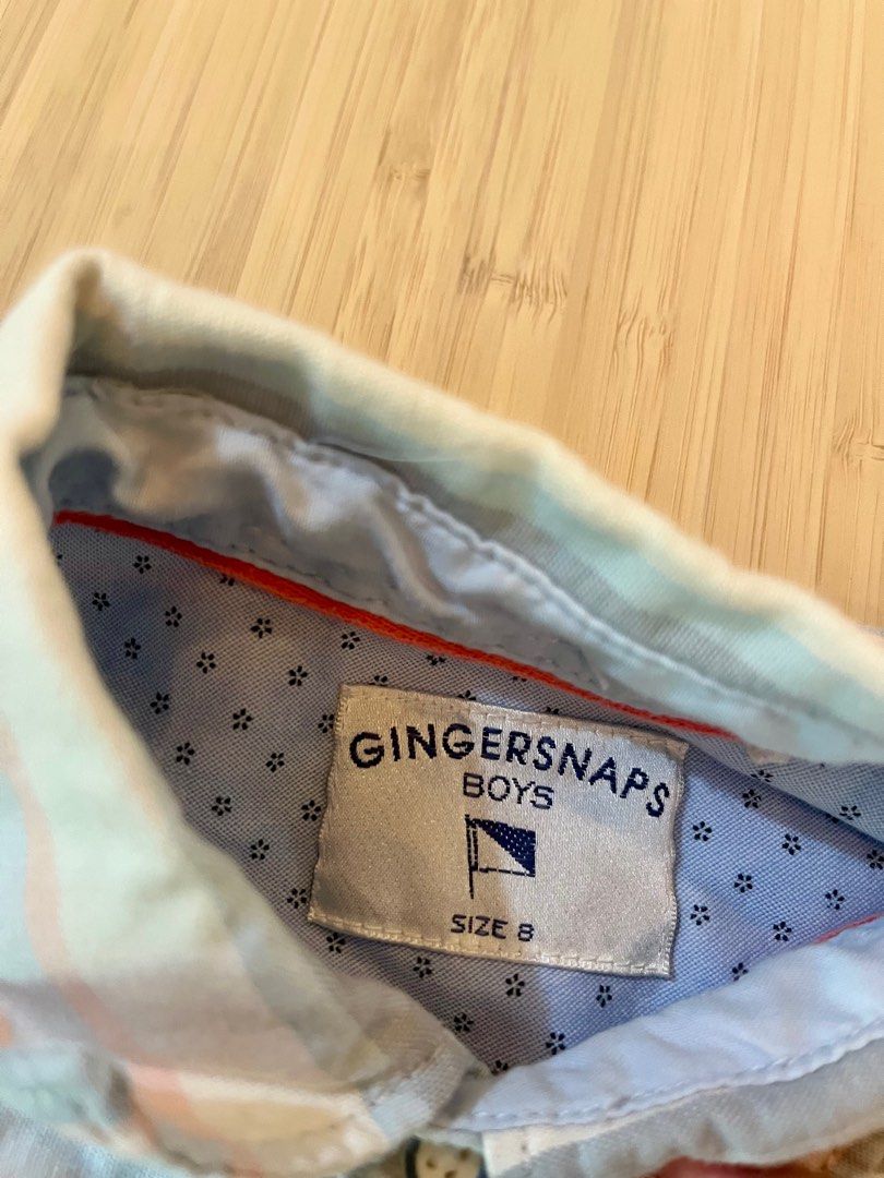 Gingersnaps striped polo boys size 8 (Category: Babies & Kids Fashion) located in Las Pinas. Submitted by teep_mnl (Listing ID 1317781631, Image 3). Description: Excellent condition. Love the fabric and print of this shirt. 100% cotton Pit to pit 14” Shoulders 12.25” Length 19” Sleeve length 19”.