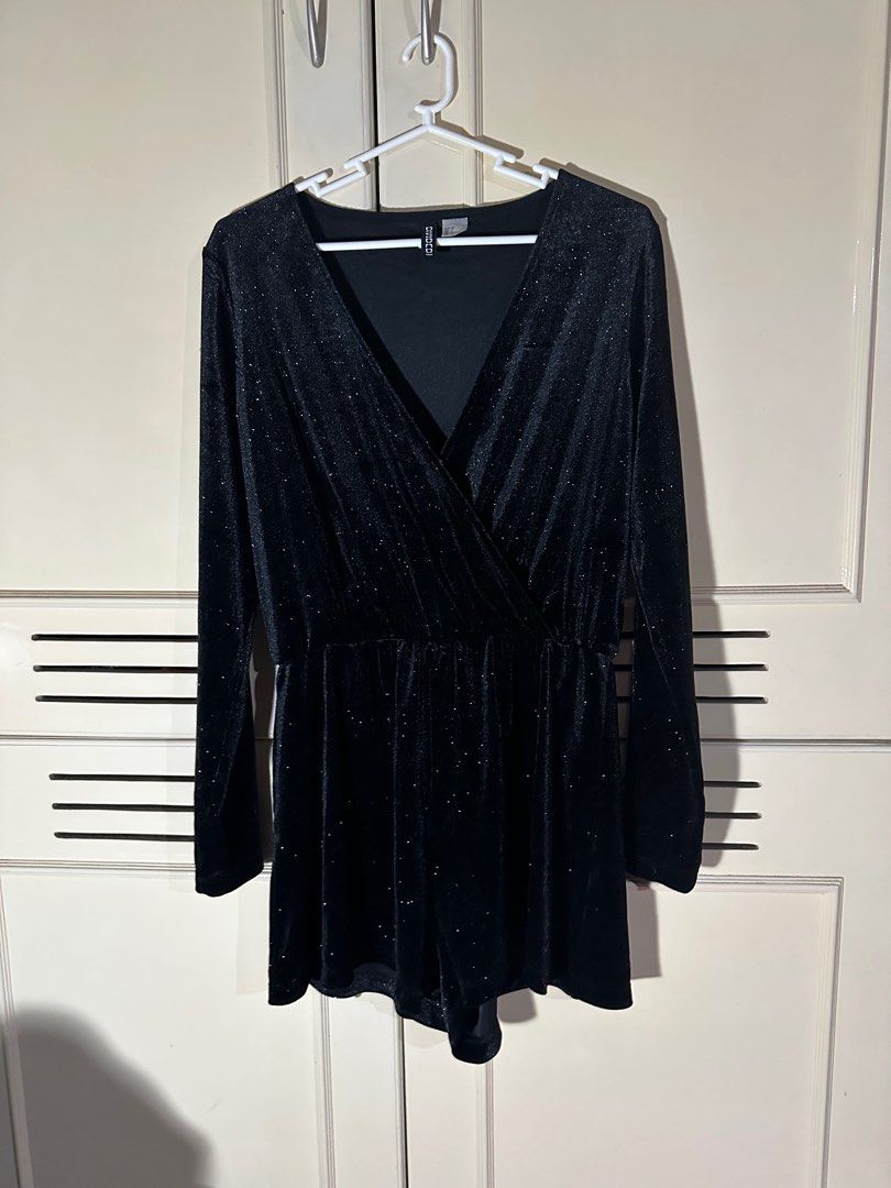 H M Glitter Romper Women s Fashion Dresses Sets Rompers on Carousell
