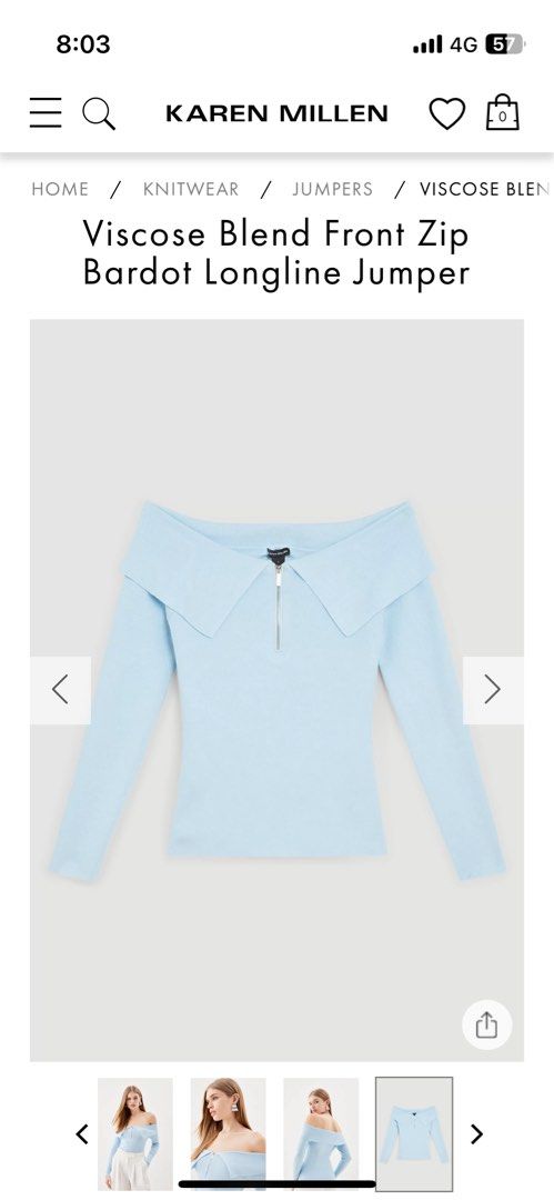 Karen Millen off shoulder knit zip long sleeve Women s Fashion Dresses Sets Dresses on Carousell