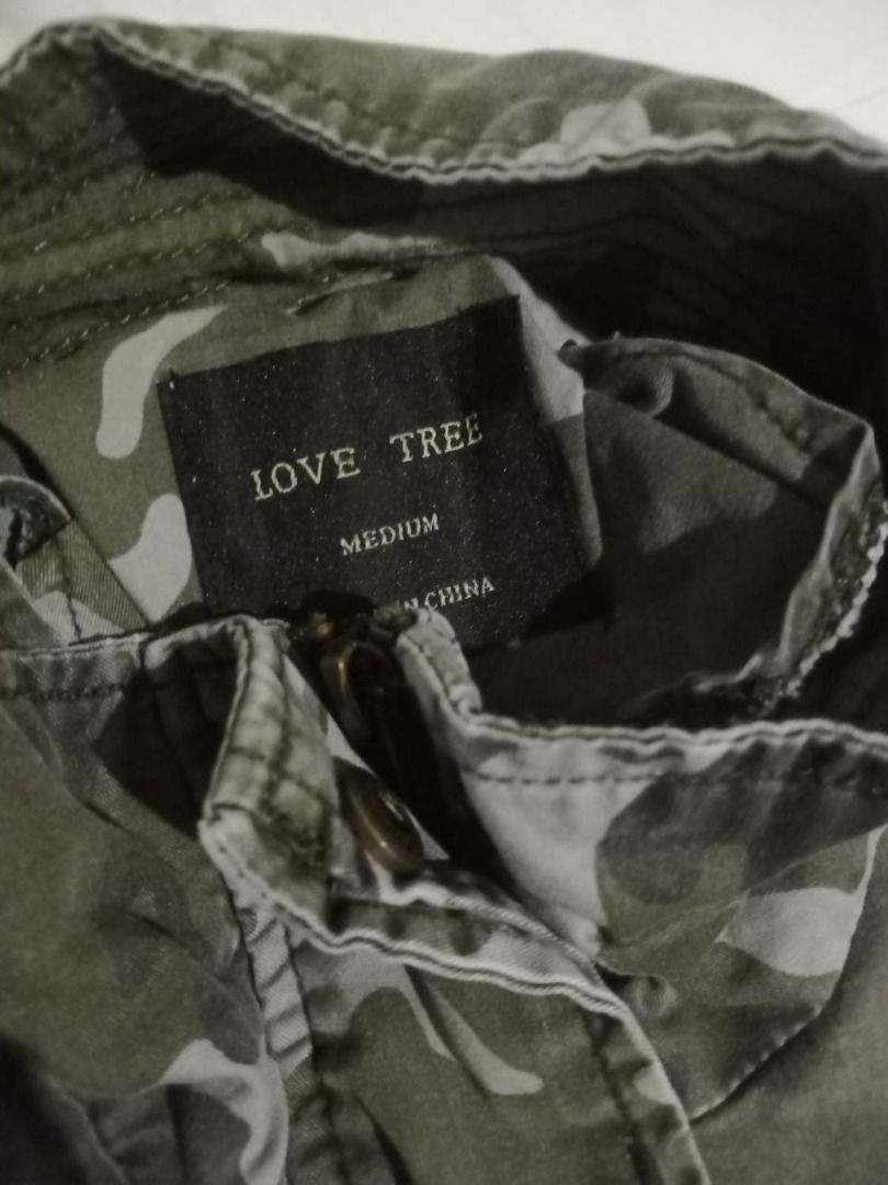 LOVE TREE Women s Camo Military Jacket Small Green Multi Long Sleeve Pockets Women s Fashion Coats Jackets and Outerwear on Carousell