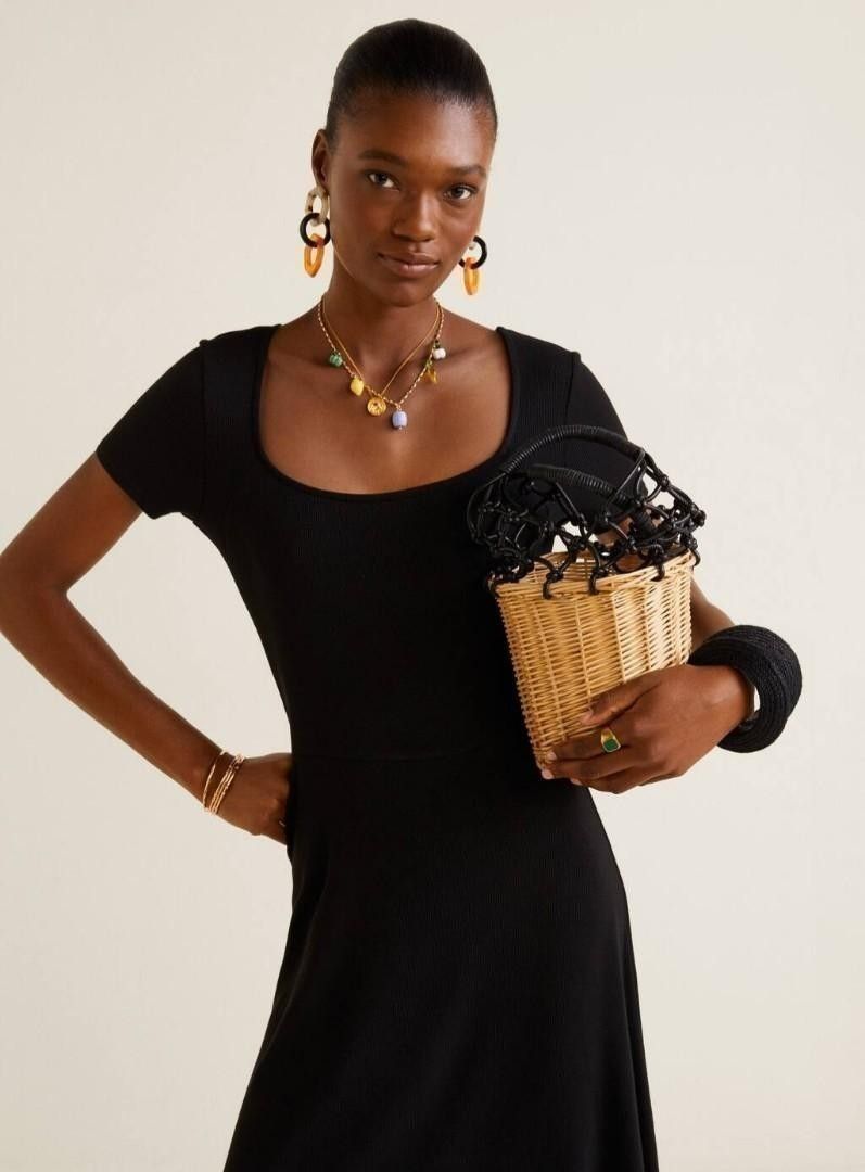 Mango ribbed jersey dress hot sale