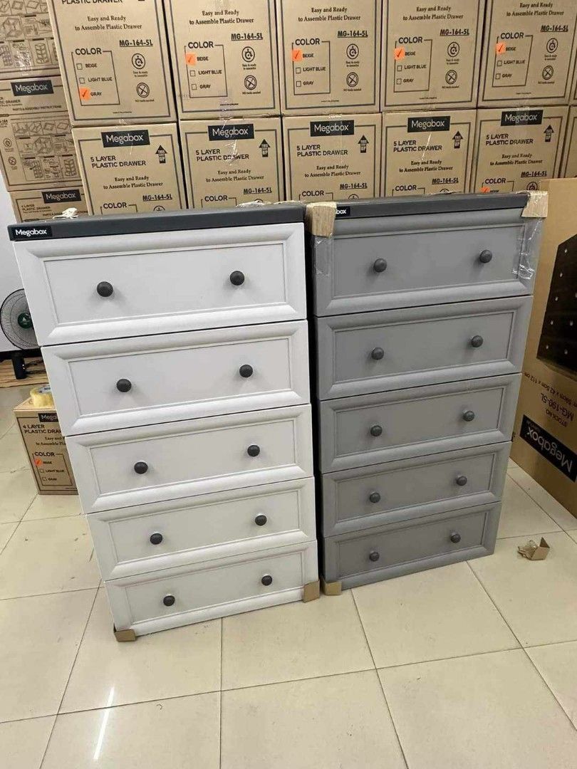 Megabox drawers and cabinets ‼️ (Category: Shelves, Cabinets & Racks) located in Pasig City. Submitted by shytorres (Listing ID 1317810486, Image 2). Description: 🪬MEGABOX DRAWERS, WARDROBE AND CABINETS 🪬 ✅️Slim Modish drawer 4 layers - 1,500 php ✅️Slim Modish drawer 5 layers - 1,600 php ✅️Big Modish drawer 4 layers - 2,300 php ✅️Big Modish drawer 5 layers - 2,500 php ✅️Big drawer with handle 4 layers - 2,400 php ✅️Big drawer with handle 5 laye