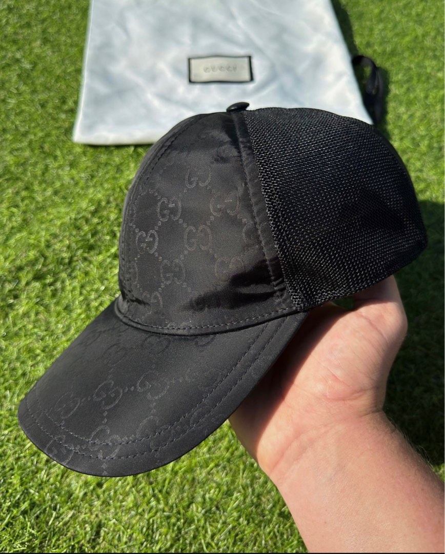 Mens black Gucci nylon cap