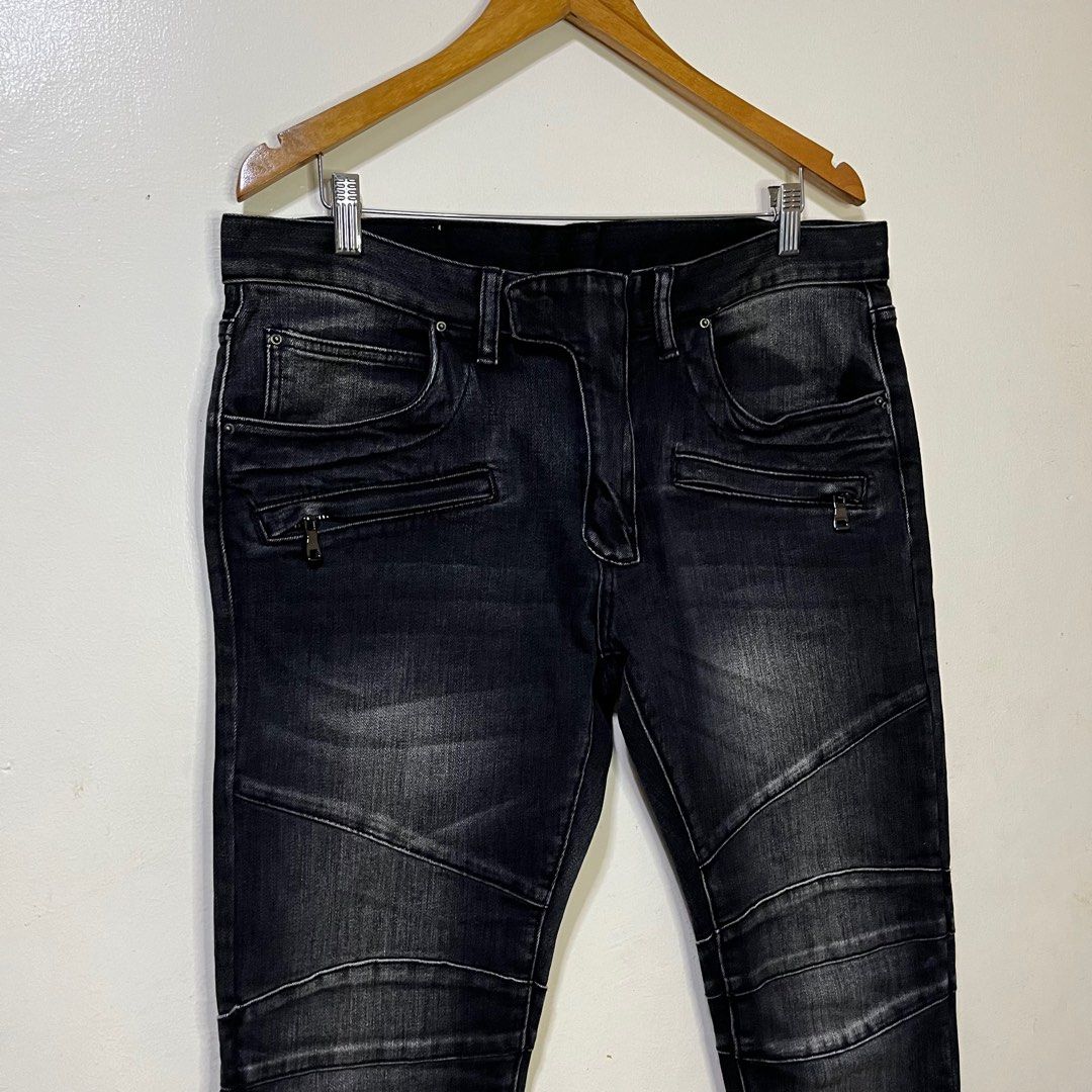 Mnml M14 Stretch Denim Black Uncle Zip Pants (Category: Jeans) located in Calamba. Submitted by lgnhustler_18 (Listing ID 1317865934, Image 2). Description: Mnml M14 Stretch Denim Black Uncle Zip Pants Size 34 on tag Waist Size: 37 (18.5 inches) Length: 43 inches Hip: 20.5 inches Inseam: 32.5 inches Thigh: 12 inches Leg Opening: 6.5 inches Front Rise: 11 inches Back Rise: 13 inches Very good condition.