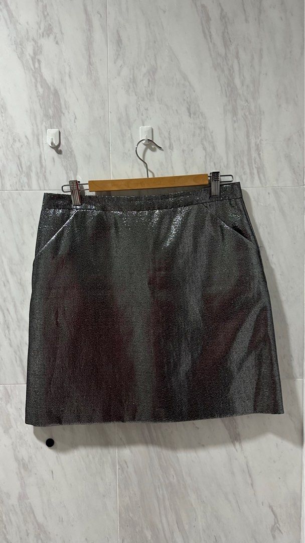 M&s silver leather skirt sale