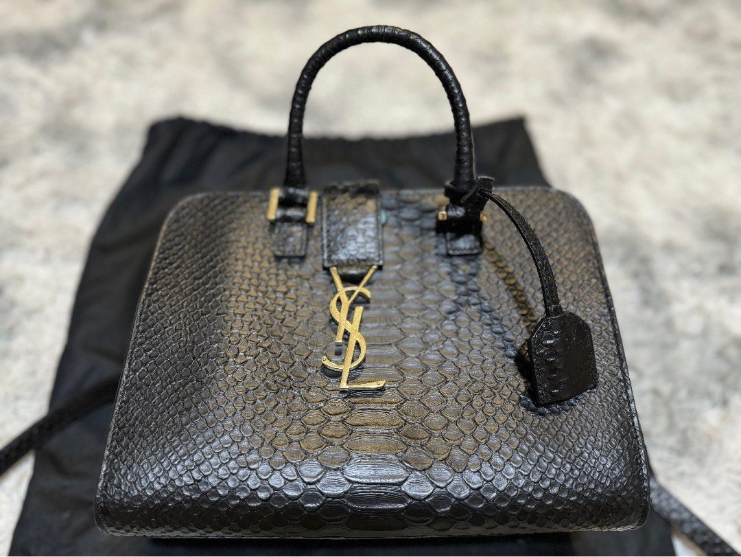 Rare YSL Black Python Baby Monogram Cabas Bag Yves Saint Laurent Not Dior Chanel Loewe Hermes