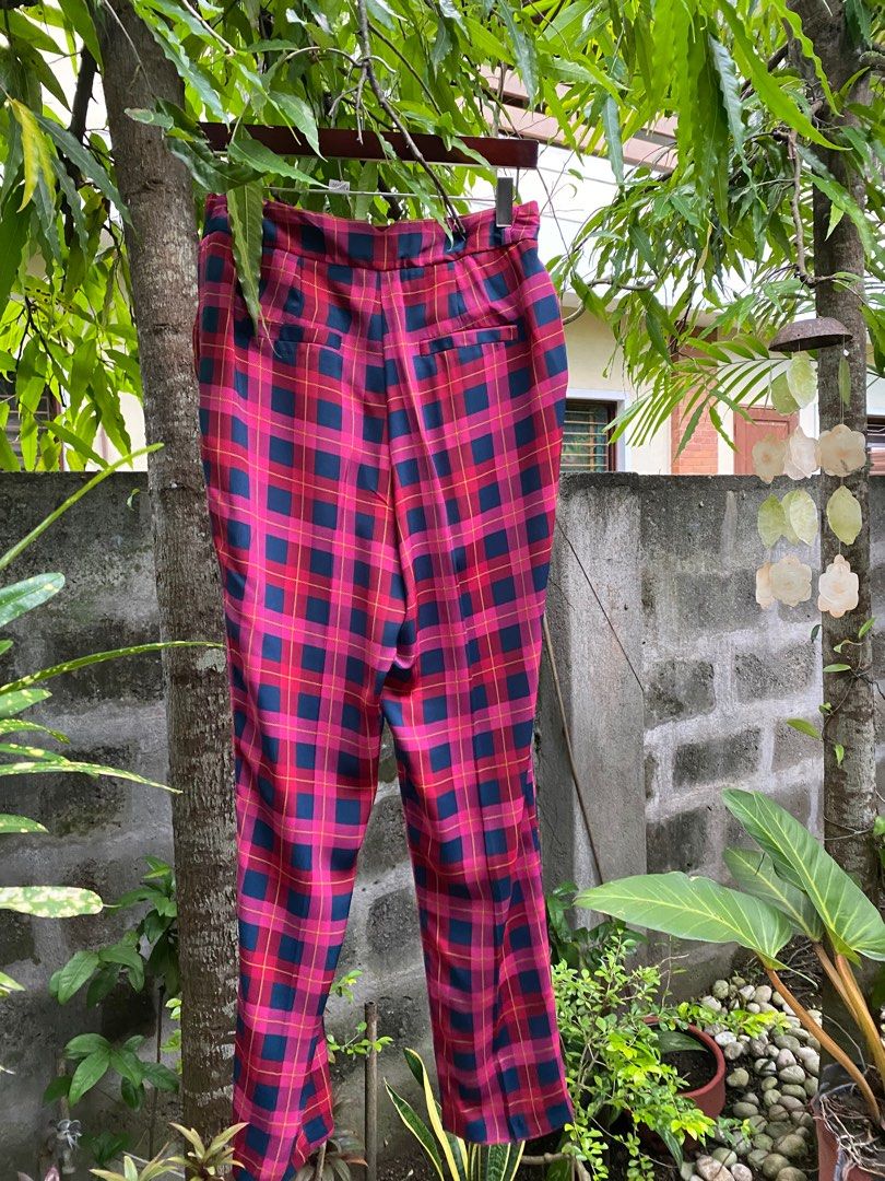 River island checkered red pants