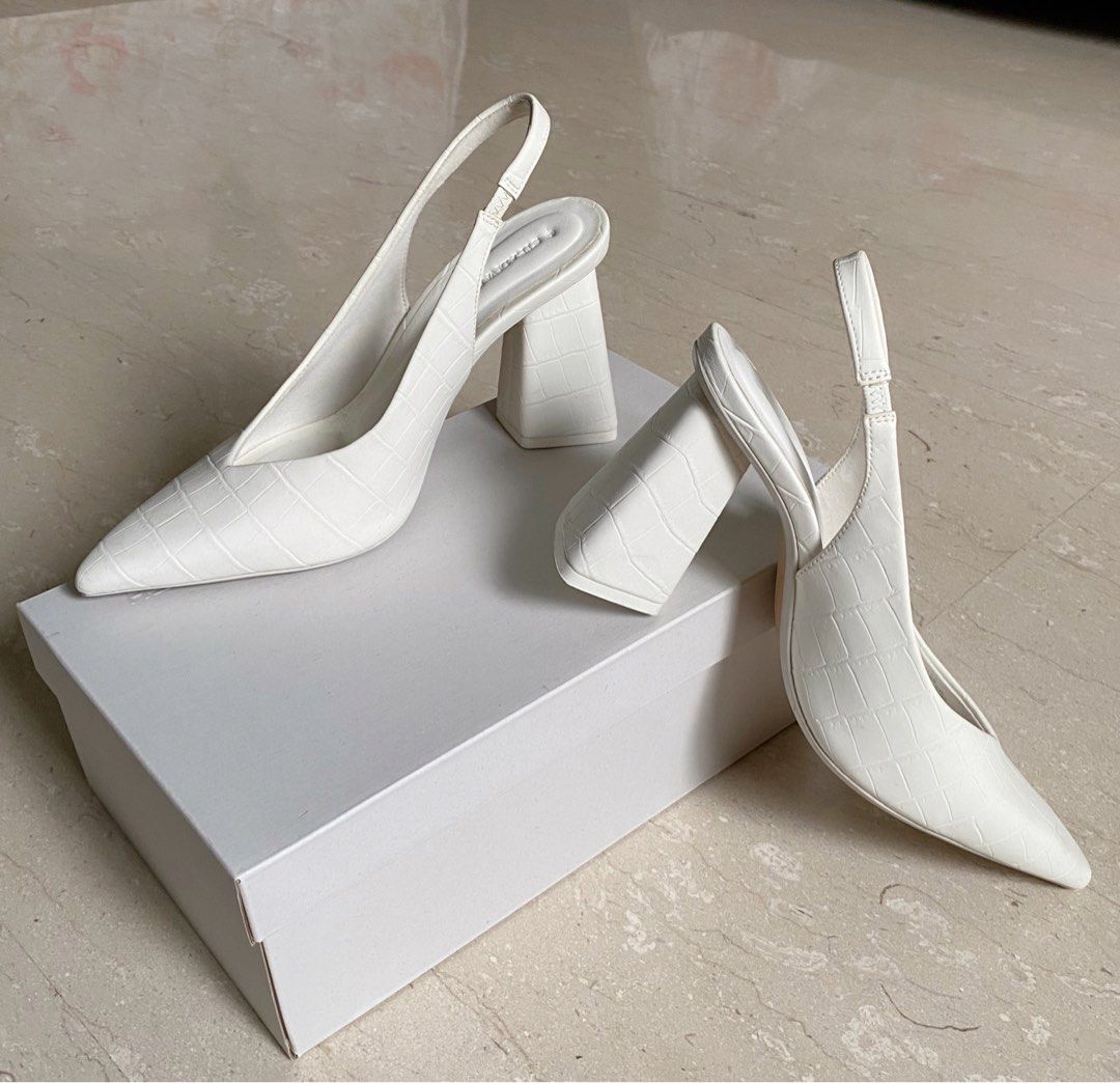Chunky heel slingback shoes sales