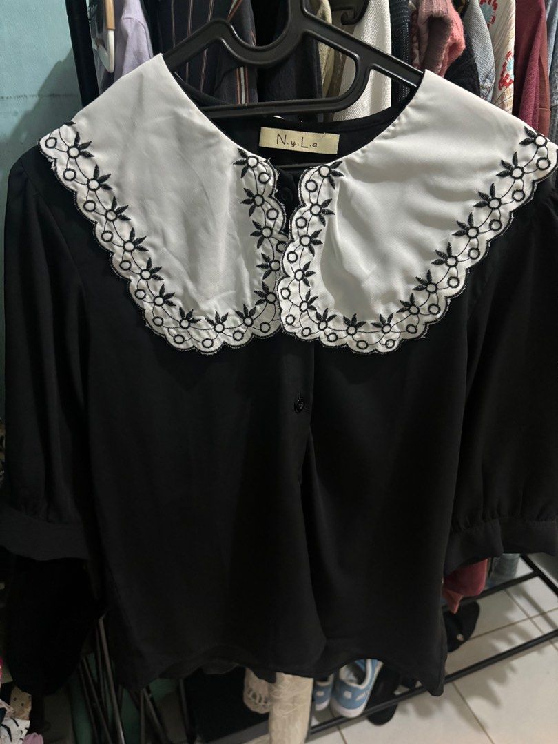 【AMERI】MEDI EMBROIDERY COLLAR BLOUSE Ameri MEDI EMBROIDERY COLLAR BLOUSE（Mens Cotton Modern Fit