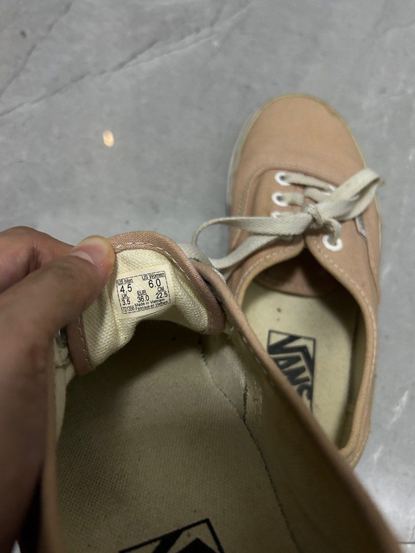 Vans Authentic Color Theory (honey peach) (Category: Sneakers) located in Plaridel. Submitted by f.hernandez (Listing ID 1317874327, Image 3). Description: - size US 6/22.5cm - bought for 3,998 - needs a little cleaning but still in good condition - rfs: decluttering 🧹 (+Vans aren’t really my style).