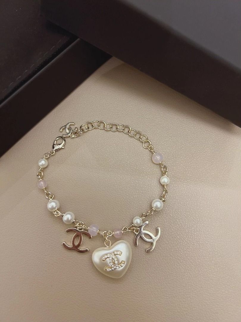 Vintage Chanel CC Hearts Charm Bracelet