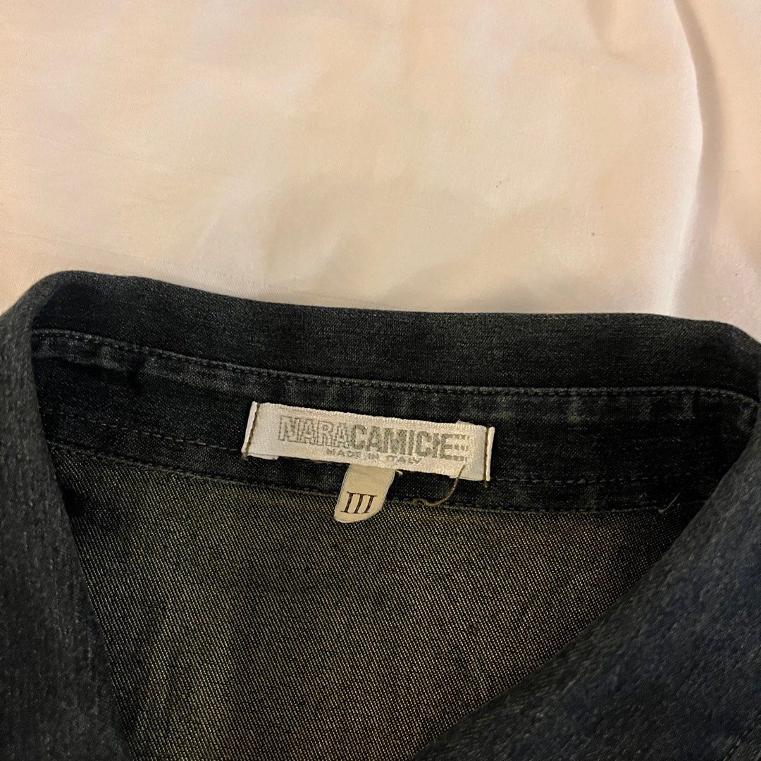 Vintage Nara Camicie 90s dark wash denim open front shirt Women s Fashion Tops Shirts on Carousell