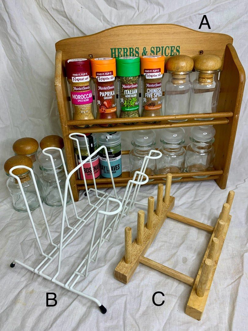 Wooden spice rack Kitchen Rack spice display rack cups holder rack wooden plates display rack country Rustic shabby chic style