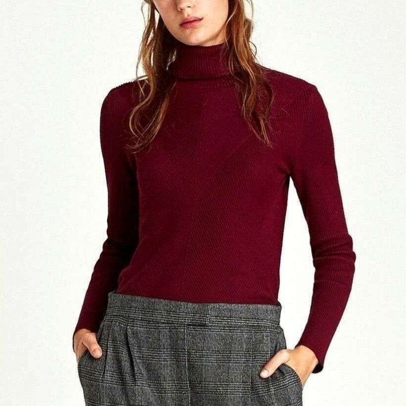 Zara ribbed turtleneck sweater cheap