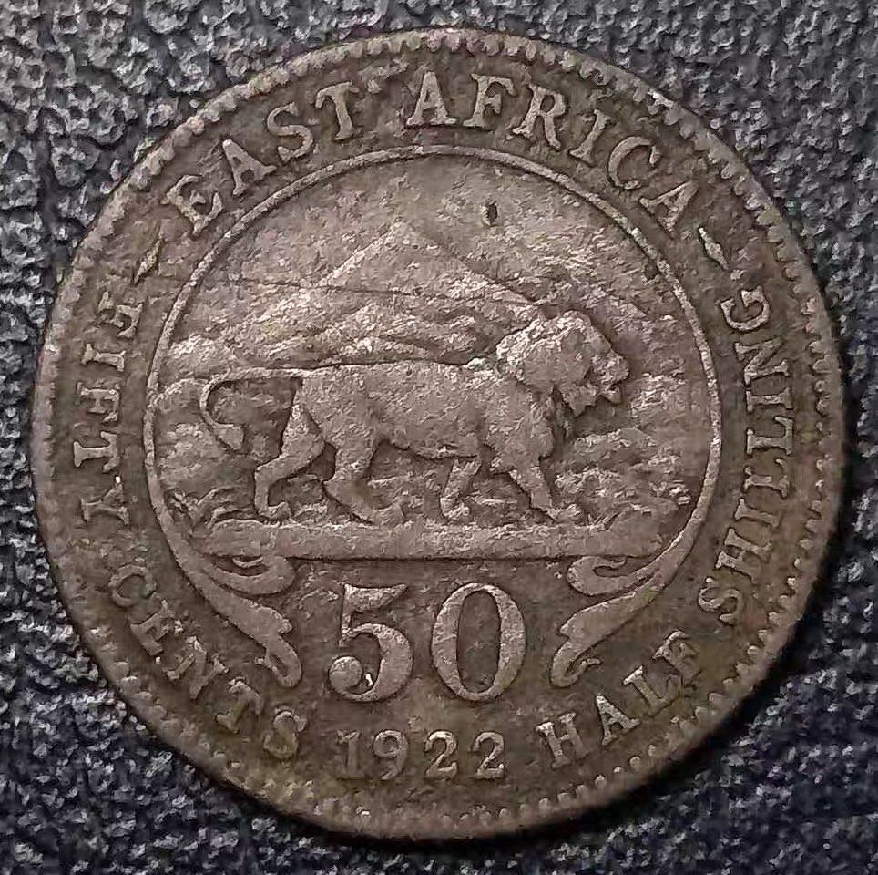英屬東非1922年喬治五世非洲獅50分銀幣, 興趣及遊戲, 收藏品及紀念品, 錢幣- Carousell