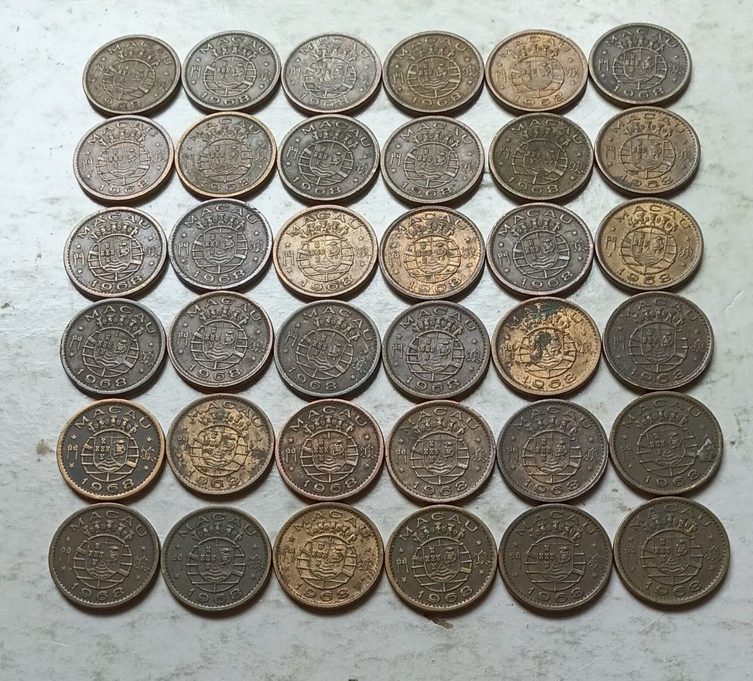 澳門1968年1毫硬幣共36枚（品相實物如圖）, 興趣及遊戲, 收藏品及紀念品, 錢幣- Carousell