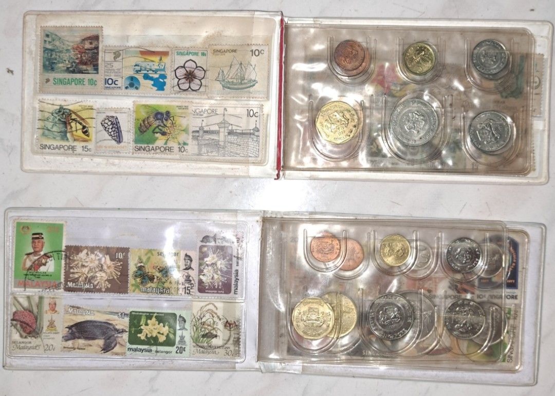 新加坡(6種面額硬幣)+馬來西亞(6種面額硬幣)合計12枚套幣收藏本一本125(紅、藍封面隨機), 書籍、休閒與玩具, 收藏、紀念品,  錢幣、紙鈔在旋轉拍賣