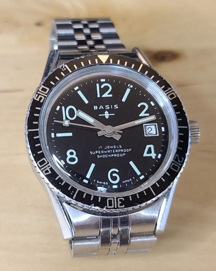 70s vintage BASIS mechanical skin diver watch Swiss Made E Carousell