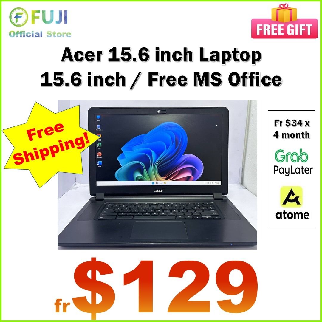 Acer 15.6 Inch Win 11 Laptop SSD Drive Windows 11 MS Office Good Working Condition Long Lasting Battery Standby Best Deal In SG Now