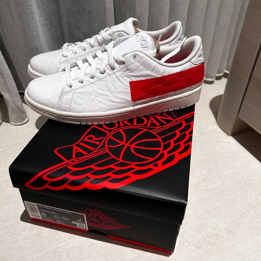 air jordan 1 centre court white university red