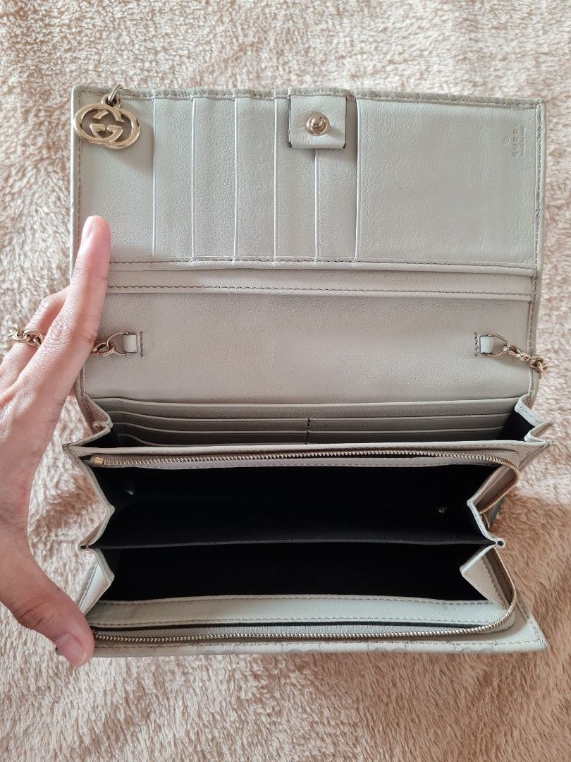 Authentic gucci guccissima wallet on chain (Category: Luxury Bags & Wallets) located in Makati City. Submitted by hangukanae (Listing ID 1321013191, Image 3). Description: Authentic! No flaw just not brand new condition No inclusions na. Thrown it away few years ago Do your research before buying. I dont do return or exchange. Lets not waste each other time. Badly need space to my closet LAST PRICE POSTED! I can do meet ups around greenbelt depen